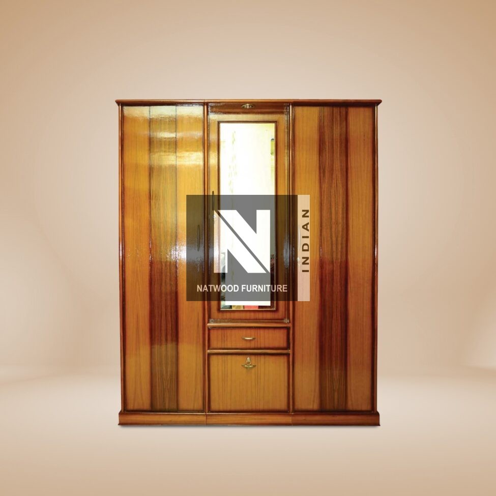 natwood-furniture-THREE DOOR WARDROBE WITH MIRROR AND FRONT DRAWER